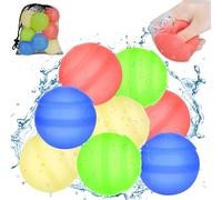Palloncini d'acqua Riutilizzabili, 8PCS Giochi d'acqua per Bambini, Bombe d'acqua Riutilizzabili per Bambini Adulti, Bombe d'acqua in Silicone per Parco Acquatico, Giochi all'aperto, Feste Estive