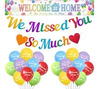 Palloncini decorativi di benvenuto per la casa, 23 striscioni colorati di benvenuto a casa We Will Missed You So Much Banners Set di palloncini per ritorno a casa famiglia ritorno baby shower nuova