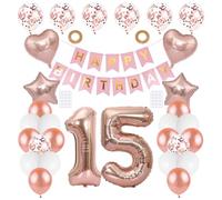 Palloncini Decorativi per Compleanno Da 30 Pezzi Con Striscione Di Compleanno Da 1 Pezzo, Decorazioni per Il 15° Compleanno, Decorazioni per Palloncini Colorati, Decorazioni Di Compleanno per Ragazze