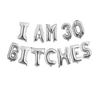 Palloncini decorativi per feste a tema Padrino, 40,6 cm, con parole e frasi a tema (argento, I am 30 Bitches)