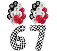 Palloncini decorativi per feste di compleanno, 32 pezzi, a quadretti neri e bianchi, divertenti, numero 6, 7, in lamina per corse 6, sette Er Sie per bambini, ragazze, anniversari, lauree, altre