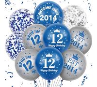 Palloncini decorativi per il 12° compleanno, per ragazzo, 40 pezzi, blu navy, argento, impressionante dal 2014, set di palloncini per 12 anni, per ragazzi di 12 anni