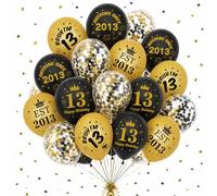 Palloncini decorativi per il 13° compleanno, per ragazzo, 40 pezzi, nero e oro, impressionante dal 2013, set di palloncini di buon compleanno per adolescenti e ragazzi di 13 anni