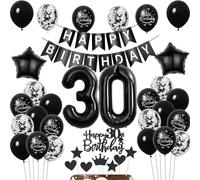 Palloncini decorazione 30 anni compleanno, Neri decorazione torta compleanno 30 anni uomo, decorazione compleanno 30 anni donna uomo, decorazione torta 30 anni compleanno uomo donna