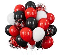 Palloncini di colore nero, rosso, bianco, 30 pezzi, per feste di casinò, 30 cm, con coriandoli rossi e neri, per laurea, compleanno, matrimonio, San Valentino, carte da poker, feste pirati