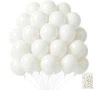Palloncini di compleanno biologici, 100% lattice naturale biodegradabile, 20 cm, ideali per decorazioni di feste, matrimoni, baby shower, qualità ecologica e sicura, bianchi, 100 pezzi