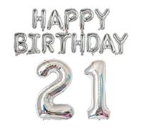 Palloncini di compleanno Kit 40 "21 ° Numero Palloncini 16 "Buon Compleanno Lettere Palloncini in Argento Mylar Palloncini per Compleanno Decorazione Partito Forniture