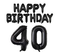 Palloncini di compleanno Kit 40 "40 ° numero Palloncini 16 "Buon Compleanno Lettere Palloncini Palloncini in Mylar Nero per Decorazione di Compleanno Forniture per feste