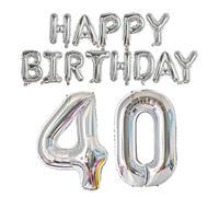 Palloncini di compleanno Kit 40 "40 ° Numero Palloncini 16" Happy Birthday Lettere Palloncini in lamina d'argento Mylar Palloncini per Compleanno Decorazione Partito Forniture