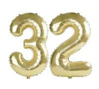Palloncini digitali n. 32 da 100 cm per decorazioni per feste di 32° compleanno, 0-100 palloncini digitali n. 32 color oro champagne per donne, uomini e lei, palloncini con numero in lamina di elio