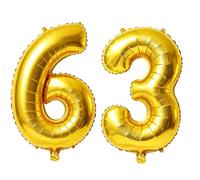 Palloncini digitali n. 63 da 100 cm per decorazioni per feste di 63° compleanno, 0-100 palloncini digitali grandi n. 63 per donne, uomini e madri, palloncini in lamina di elio per anniversario di