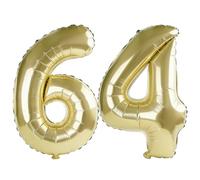 Palloncini digitali n. 64 da 100 cm per decorazioni per feste di 64° compleanno, 0-100 palloncini digitali n. 64 color oro champagne per donne, uomini e madri, palloncini con numero in lamina di elio