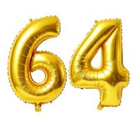 Palloncini digitali n. 64 da 100 cm per decorazioni per feste di 64° compleanno, 0-100 palloncini digitali grandi n. 64 per donne, uomini e madri, palloncini in lamina di elio per anniversario di