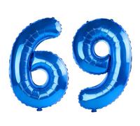 Palloncini digitali n. 69 da 100 cm per decorazioni per feste di 69° compleanno, da 0 a 100 palloncini digitali grandi n. 69 blu scuro per donne, uomini e madri, palloncini in lamina di elio per