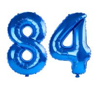 Palloncini digitali n. 84 da 100 cm per decorazioni per feste di 84° compleanno, 0-100 palloncini digitali grandi n. 84 blu scuro per donne, uomini e nonni, palloncini con numero in lamina di elio per