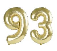 Palloncini digitali n. 93 da 100 cm per decorazioni per feste di 93° compleanno, 0-100 palloncini digitali n. 93 color oro champagne per donne, uomini e nonni, palloncini con numero in lamina di elio