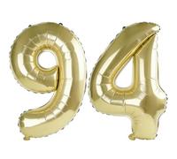 Palloncini digitali n. 94 da 100 cm per decorazioni per feste di 94° compleanno, 0-100 palloncini digitali n. 94 color oro champagne per donne, uomini e nonni, palloncini con numero in lamina di elio