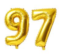 Palloncini digitali n. 97 da 100 cm per decorazioni per feste di 97° compleanno, 0-100 palloncini digitali grandi in oro n. 97 per donne, uomini e nonni, palloncini in lamina di elio per anniversario