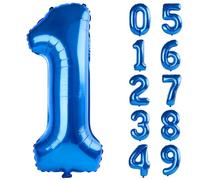 Palloncini digitali numero 1 da 100 cm per decorazioni per feste di primo compleanno, 0-100 palloncini digitali grandi n. 1 blu scuro per ragazze, ragazzi e figli, palloncini con numero in lamina di