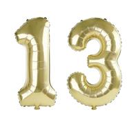 Palloncini digitali numero 13 da 100 cm per decorazioni per feste di 13° compleanno, 0-100 palloncini digitali n. 13 color oro champagne per ragazze, ragazzi e figli, palloncini con numero in lamina