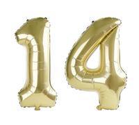 Palloncini digitali numero 14 da 100 pollici per decorazioni per feste di 14° compleanno, 0-100 palloncini digitali n. 14 color oro champagne per ragazze, ragazzi e figlia, palloncini con numero in