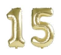 Palloncini digitali numero 15 da 100 cm per decorazioni per feste di 15° compleanno, 0-100 palloncini digitali n. 15 color oro champagne per ragazze, ragazzi e figli, palloncini con numero in lamina