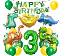 Palloncini Dinosauri Compleanno 3 Anni, XXL Dinosauri Festa Decorazioni, Palloncino Numero 3 con Happy Birthday Striscione, per Festa Compleanno Dinosauro Bambino