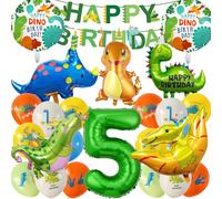 Palloncini Dinosauri Compleanno 4 Anni,25 pezzi Set Decorazioni Compleanno Dinosauri con Ghirlanda Happy Birthday, Palloncini Foil Dino XXL, Perfetto per Bambini e Ragazzi a Tema Dino Party (B)