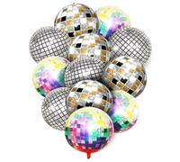 Palloncini Disco,Palloncini Grandi Compleanno,12 Palloncini Disco 4D 22" Multicolore，Palloncini da Discoteca Grandi Multicolori,Palloncini Foil,Decorazioni Feste Anni '90 '80, Palloncini Decorazioni
