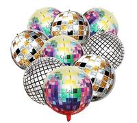Palloncini Disco,Palloncini Grandi Compleanno,9 Palloncini Disco 4D 22" Multicolore，Palloncini da Discoteca Grandi Multicolori,Palloncini Foil,Decorazioni Feste Anni '90 '80, Palloncini Decorazioni
