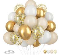 Palloncini dorati e bianchi, 100 pezzi, 30 cm, per compleanni, decorazioni per matrimoni, feste (bianco e oro)