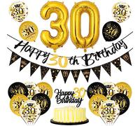 Palloncini e Decorazioni 30 Anni Compleanno Oro Nero - Festone Buon Compleanno - Addobbi per Festa Uomo Donna
