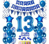 Palloncini e Decorazioni per Festa 13 Anni Ragazzo - Banner, Torta e Deco Compleanno Blu