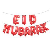 Palloncini Eid Mubarak, 40,6 cm in oro rosa, decorazione per feste, decorazioni Ramadan, palloncini EID per palloni musulmani EID (EID rosso)