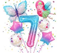 Palloncini Farfalla 7 Anni, Palloncini a Farfalla Colorati, Decorazioni per 7° Compleanno, Decorazioni Party Compleanno per Ragazza, per Tema Feste Compleanno Decorazioni Farfalla Palloncini