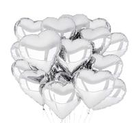 Palloncini Foil,30 pcs Palloncini Cuore 18 Pollici,Palloncini Cuore Stagnola,Palloncini Compleanno,per Addio al Nubilato,Baby Shower,Decorazioni per Matrimoni,San Valentino (Argento)