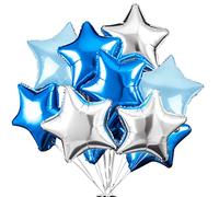 Palloncini Foil Stella argento blu, 24 Pezzi palloncini in alluminio a forma di stella, Palloncini per Valentines Day, Palloncini per Nozze, Decorazione Festa di Compleanno di San Valentino