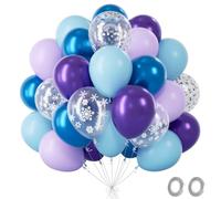 Palloncini Frozen, 60 Pezzi Palloncini Viola Blu Confetti Metallizzati, Palloncino Compleanno per Compleanno Frozen San Valentino Baby Shower Matrimonio Anniversario Fidanzamento Invernali Natale