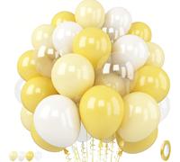 Palloncini Gialli & Bianchi, Palloncini in Lattice Trasparente da 10 Pollici Giallo Pastello Chiaro Bianco Avorio per Elio, Adatti per Temi Limone, Girasole, Ape, Margherita, Buon Compleanno, Addio al