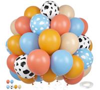 Palloncini gialli blu e arancio, palloncini blu del partito della nuvola | Palloncini con stampa di nuvole di mucca, storia di compleanno del bambino, decorazioni a tema feste