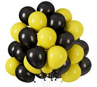 Palloncini gialli e neri, 60 palloncini elio neri opachi, palloncini in lattice gialli e neri, 30 cm (12 pollici) palloncini per feste di compleanno, laurea, anniversario, festa di laurea, compleanno