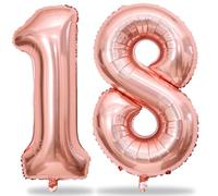 Palloncini giganti in lamina di mylar con numero 18, 101 cm, per ragazze, oro rosa, numero 1 e 8, palloncini a elio per donne, decorazioni per feste per il 18° anniversario