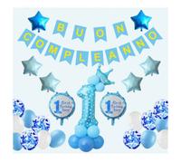 PALLONCINI GONFIABILI FESTA BIMBO BIMBA 1 ANNO COMPLEANNO FESTONE BUON COMPLEANN