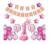 PALLONCINI GONFIABILI FESTA BIMBO BIMBA 1 ANNO COMPLEANNO FESTONE BUON COMPLEANN