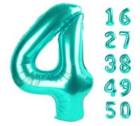Palloncini grandi da 100 cm, 4 numeri color foglia di tè, grandi palloncini giganti a elio Happy 14° 24° compleanno, decorazioni per feste per uomini e donne, enormi forniture per feste di