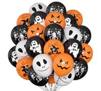 Palloncini Halloween, 50 Pezzi Palloncini in Lattice con Motivi Spaventosi-20 Arancioni, 20 Neri, 10 Bianchi, Fantasmi, Zucche Modello, per Forniture Feste di Halloween