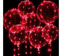 Palloncini Illuminati, 7 Pacchi 20 Pollici Palloncini Bobo di San Valentine con 10ft Luci a Stringa a Led per Valentine Nozze Natale Compleanno Decor (Rosso)