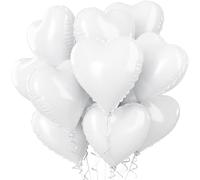Palloncini in lamina a forma di cuore bianco, 45,7 cm, 12 pezzi, per feste di compleanno, anniversario, San Valentino, matrimonio, matrimonio, sesso rivelatore di genere
