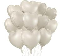 Palloncini in lamina a forma di cuore color crema, 45,7 cm, 20 pezzi, colore beige, per San Valentino, matrimonio, anniversario, autunno, compleanno, baby shower, festa del Ringraziamento, decorazioni