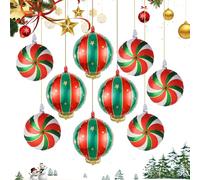 Palloncini in lamina di Natale, 9 pezzi, , verde, oro, per foto | Palloncini da appendere a forma di sfera con stile per famiglie scolastiche, esposizioni al dettaglio e sfondo per foto